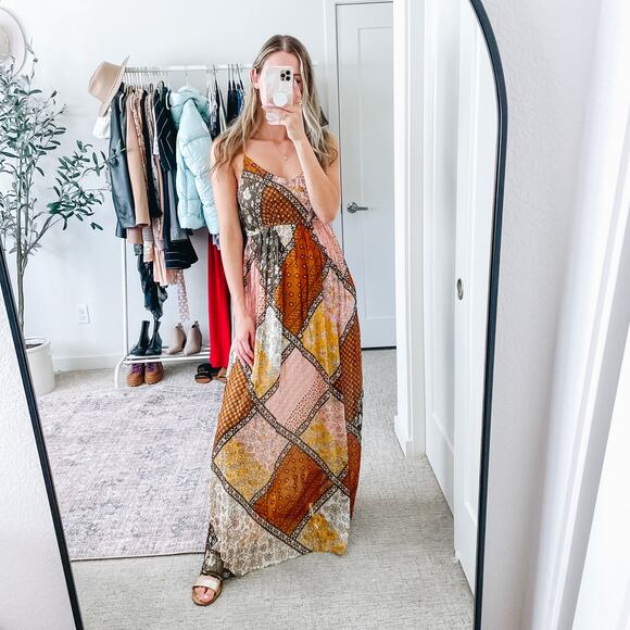 RAGA Dresses & Skirts - Raga Jenya Brown Boho Patchwork Maxi Dress NWT Sz M